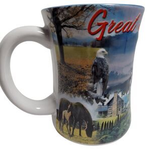 Great Smoky Mountains Scenic 3D Souvenir Mug Waterfall Wildlife 12 oz Cup APS